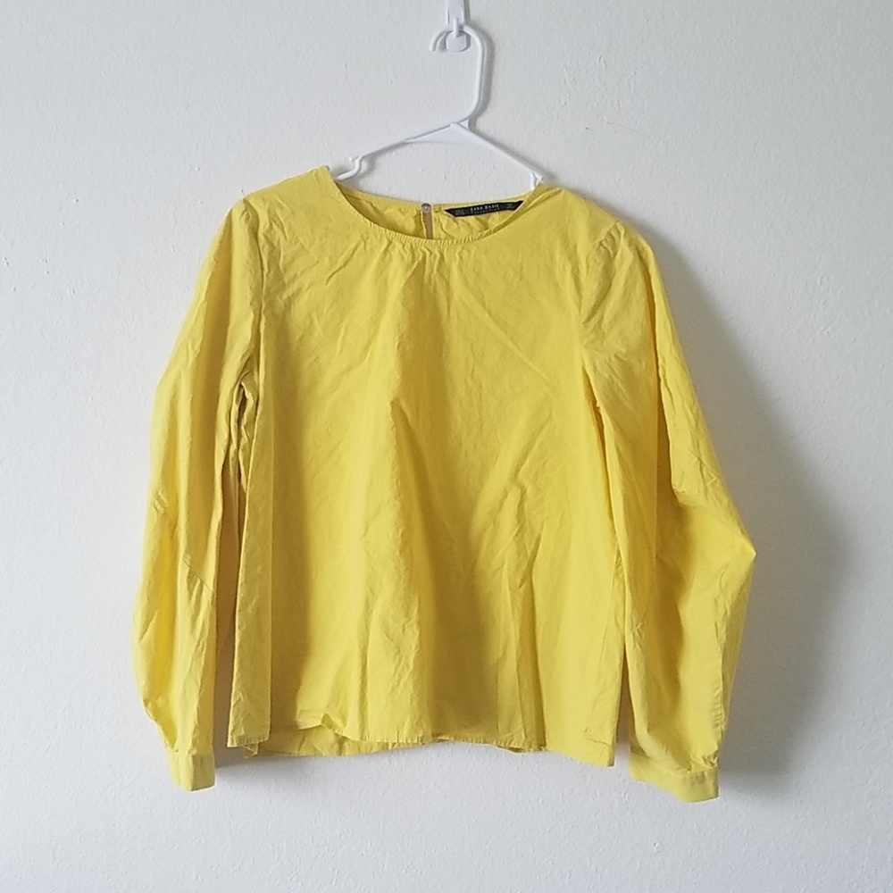 Zara yellow bubble sleeve blouse size small